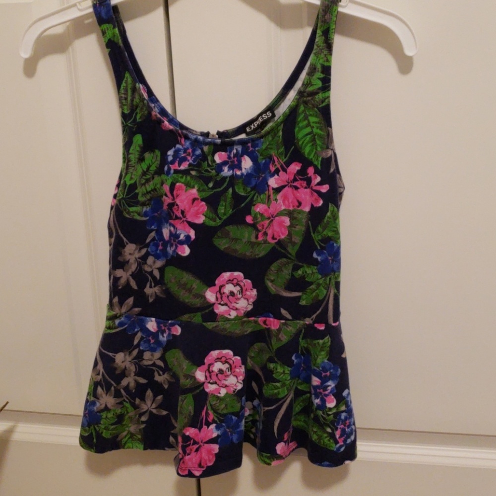 Express Floral Peplum Dressy Tank